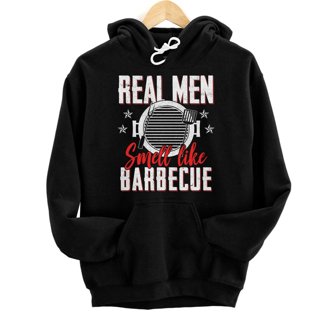 Funny Barbecue Graphic Real Men Meat Smoking BBQ Pullover Hoodie