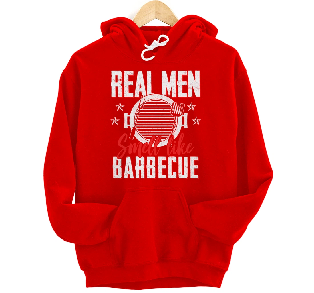 Funny Barbecue Graphic Real Men Meat Smoking BBQ Pullover Hoodie