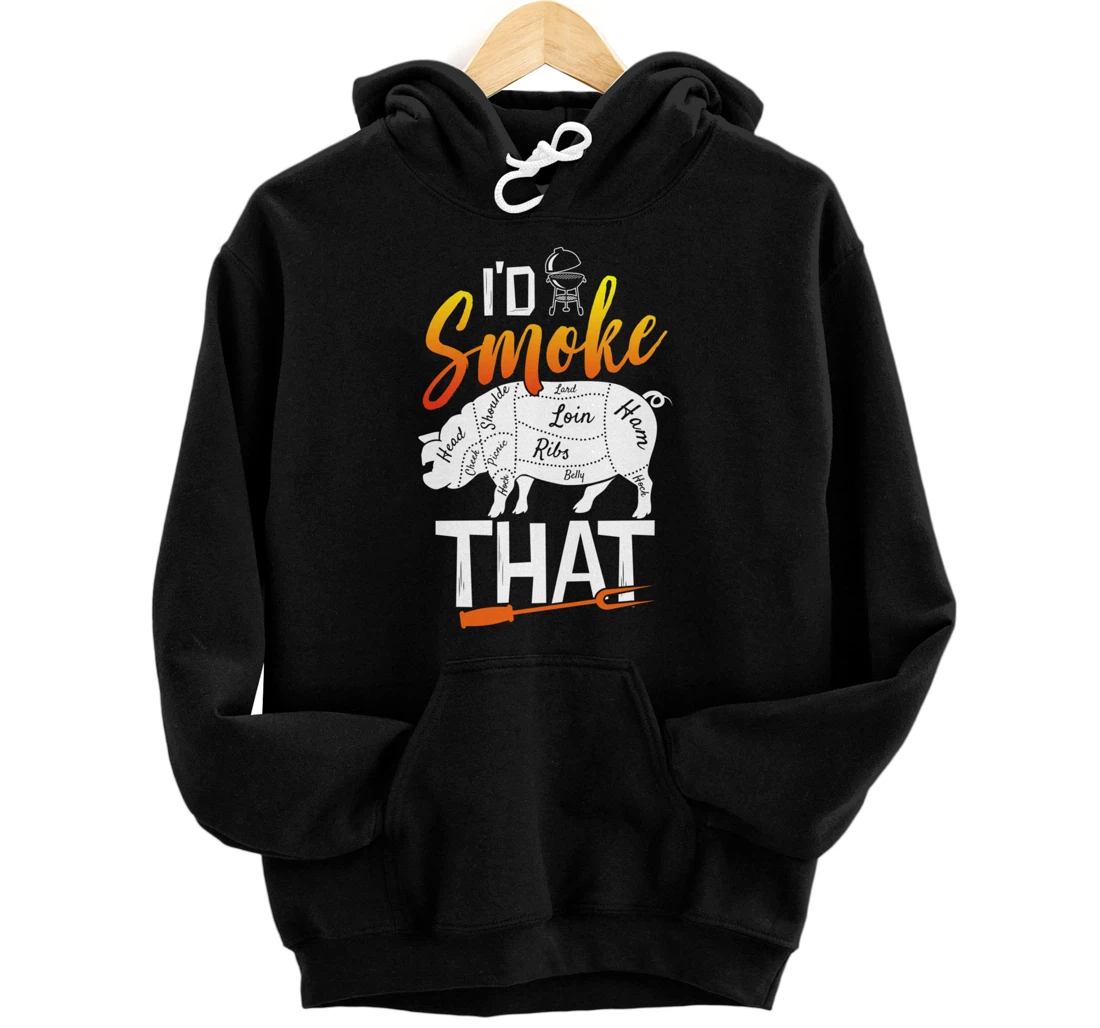 Funny Barbecue Pig Graphic Women and Men Meat Smoking BBQ Pullover Hoodie