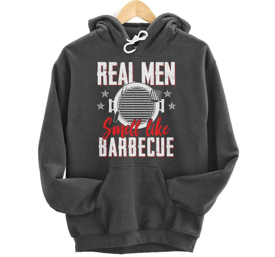 Funny Barbecue Graphic Real Men Meat Smoking BBQ Pullover Hoodie