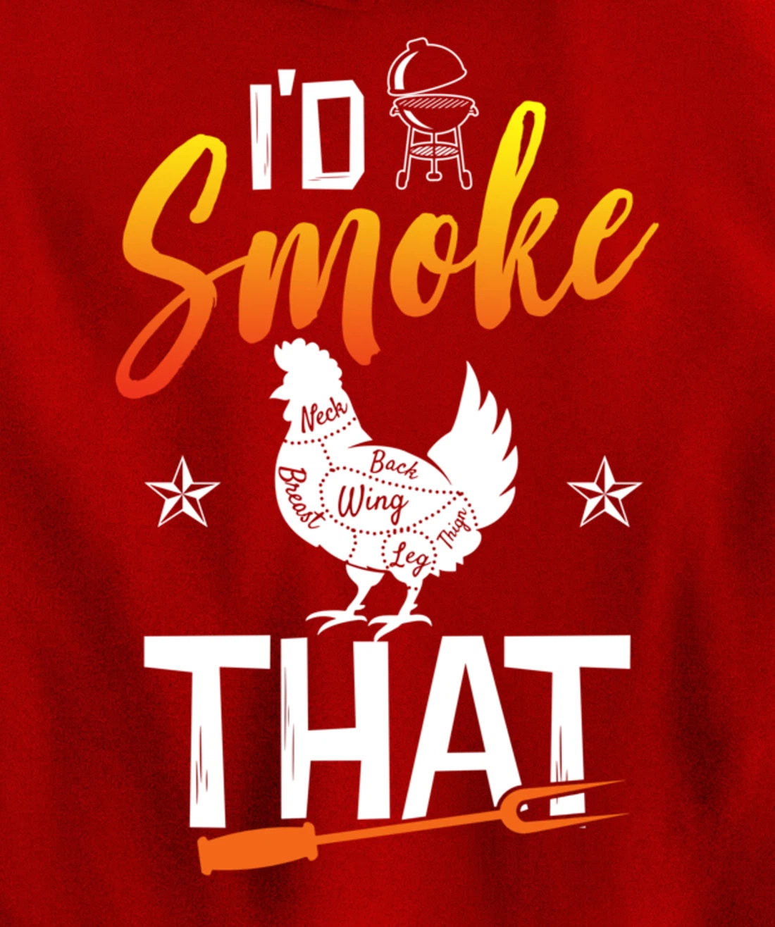 Funny Barbecue Chicken Graphic Women Men Meat Smoking BBQ Pullover Hoodie