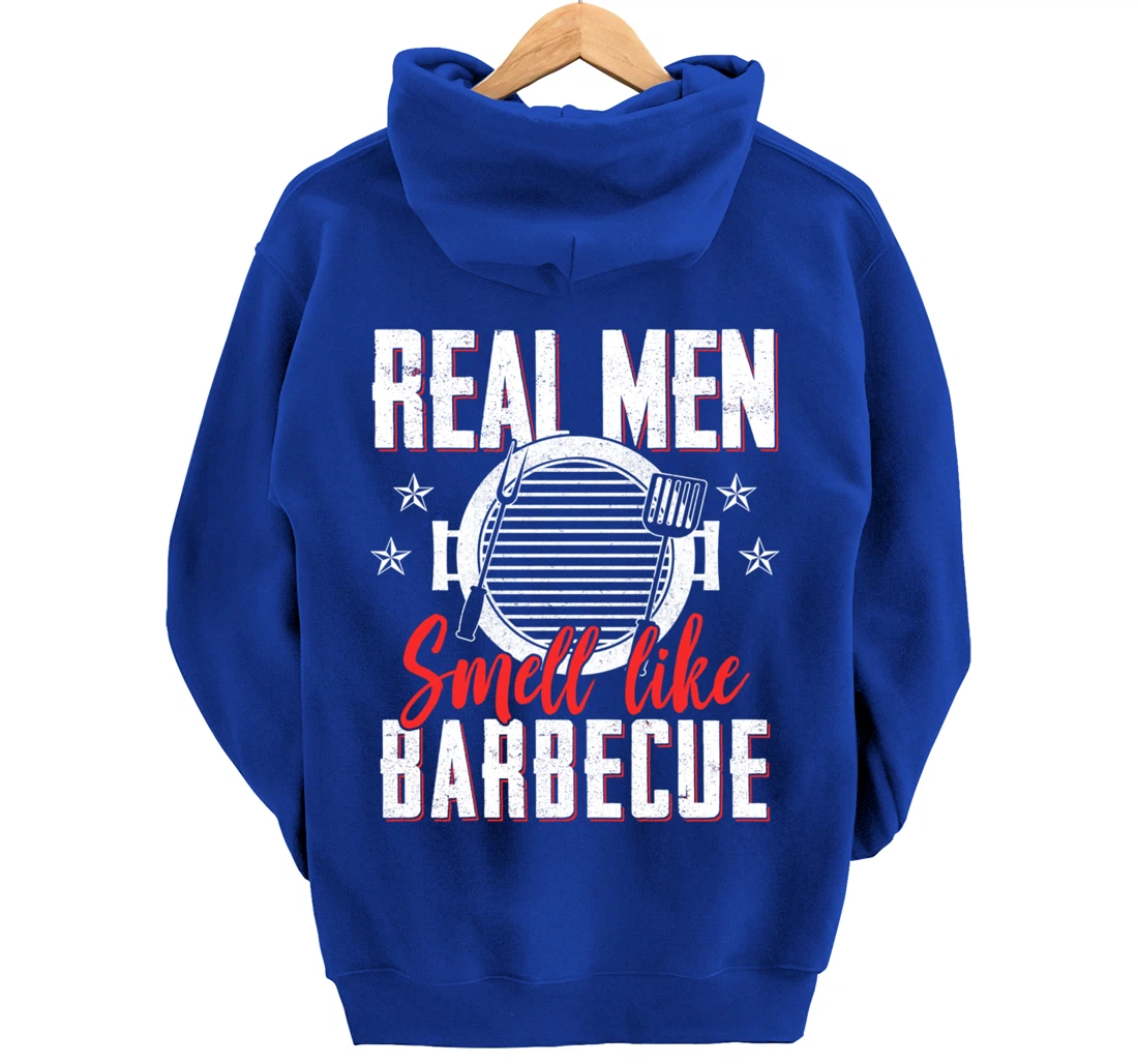 Funny Barbecue Graphic Real Men Meat Smoking BBQ Pullover Hoodie