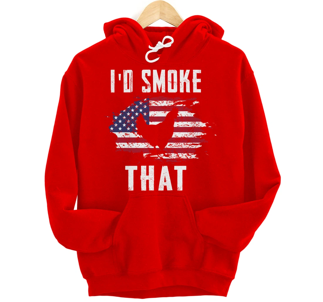 Patriotic Chicken Flag Chicken Graphic Men Meat Smoking BBQ Pullover Hoodie