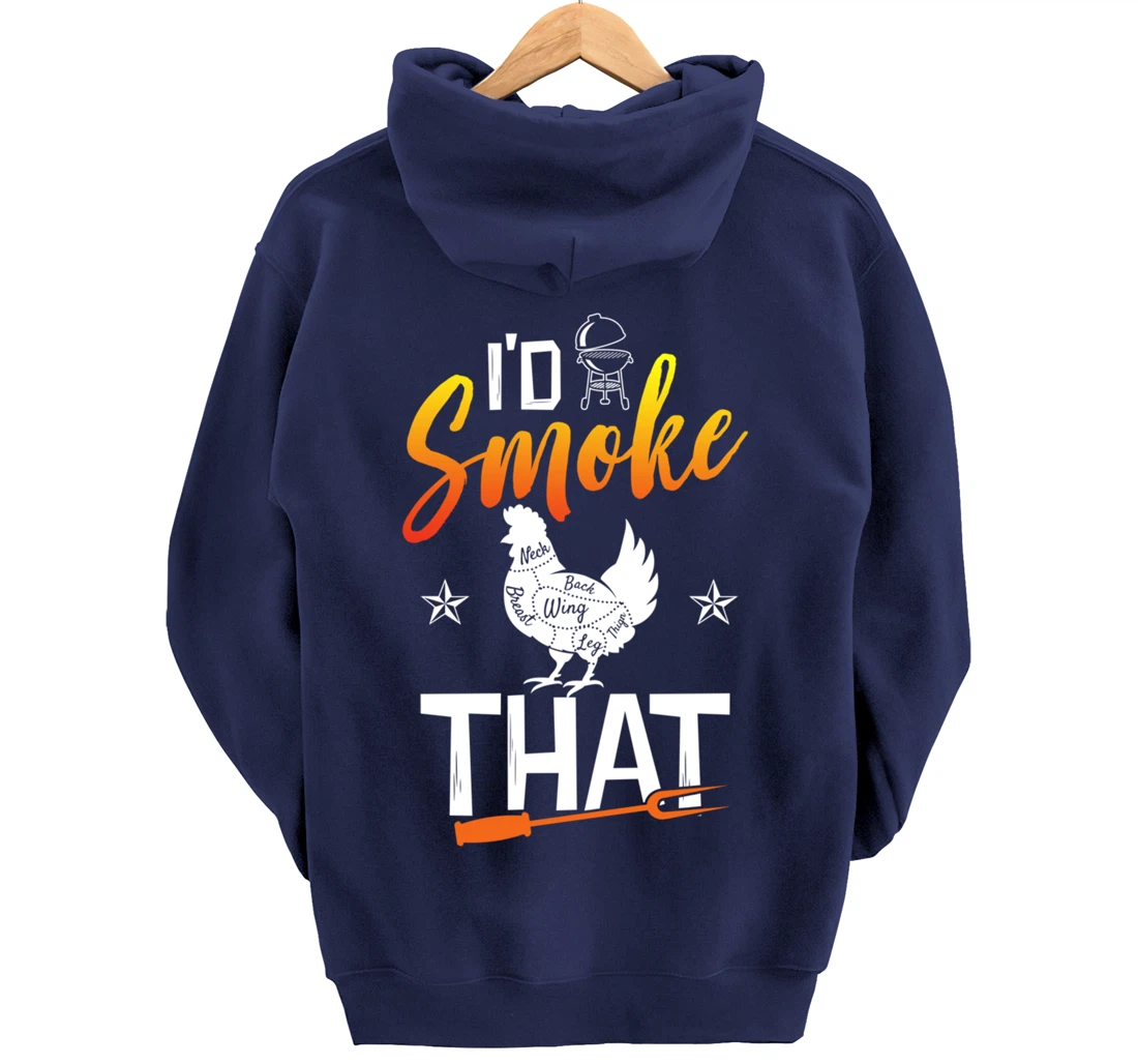 Funny Barbecue Chicken Graphic Women Men Meat Smoking BBQ Pullover Hoodie
