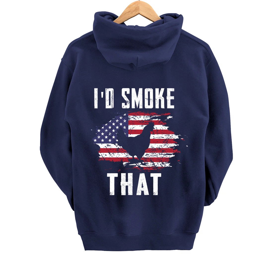Patriotic Chicken Flag Chicken Graphic Men Meat Smoking BBQ Pullover Hoodie