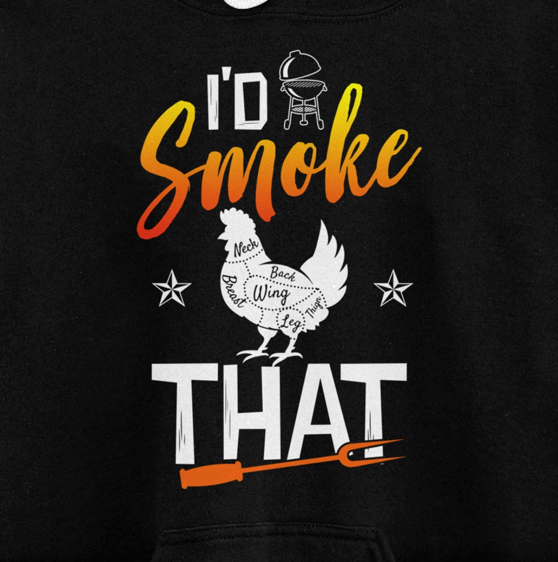 Funny Barbecue Chicken Graphic Women Men Meat Smoking BBQ Pullover Hoodie