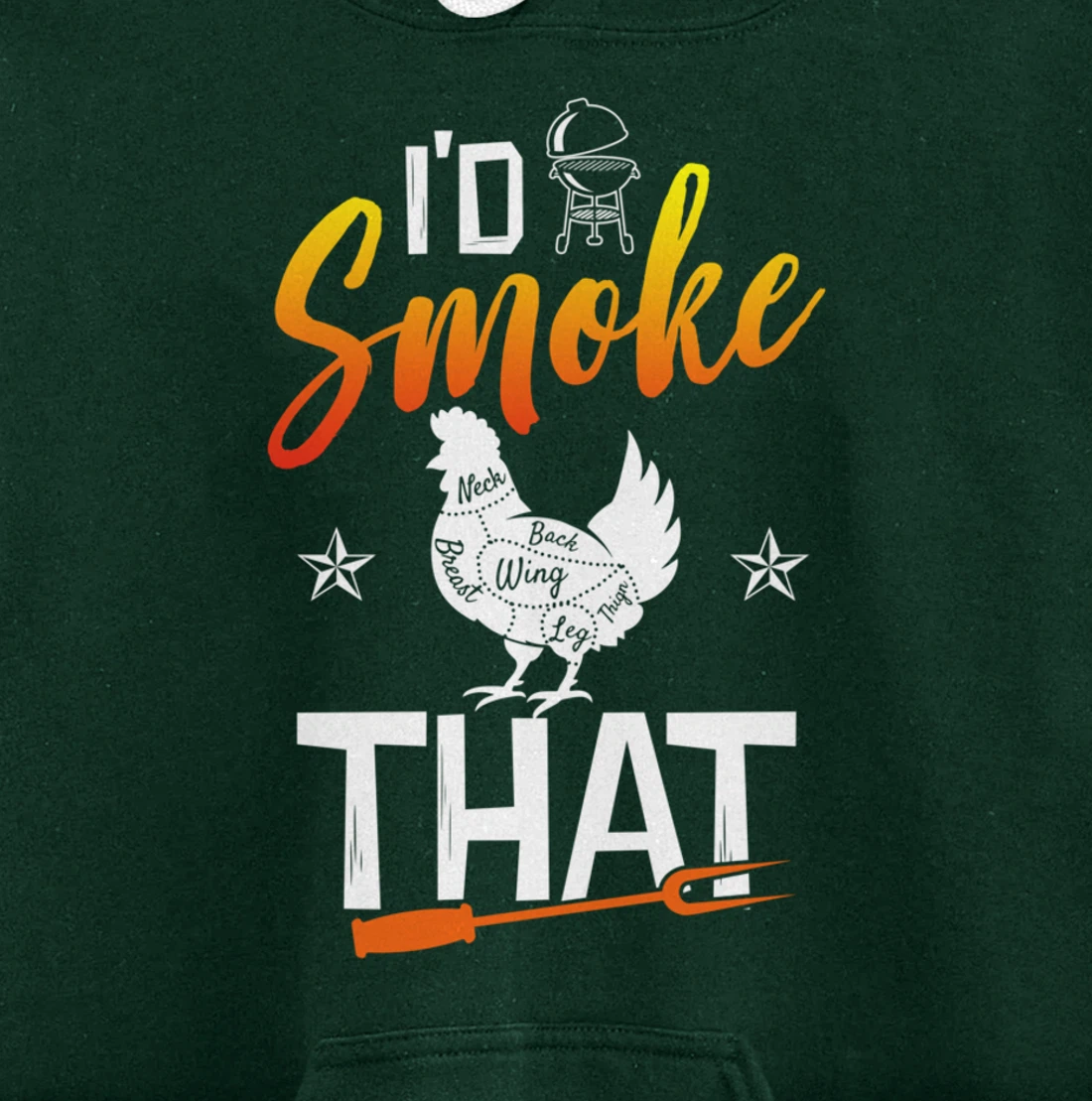 Funny Barbecue Chicken Graphic Women Men Meat Smoking BBQ Pullover Hoodie