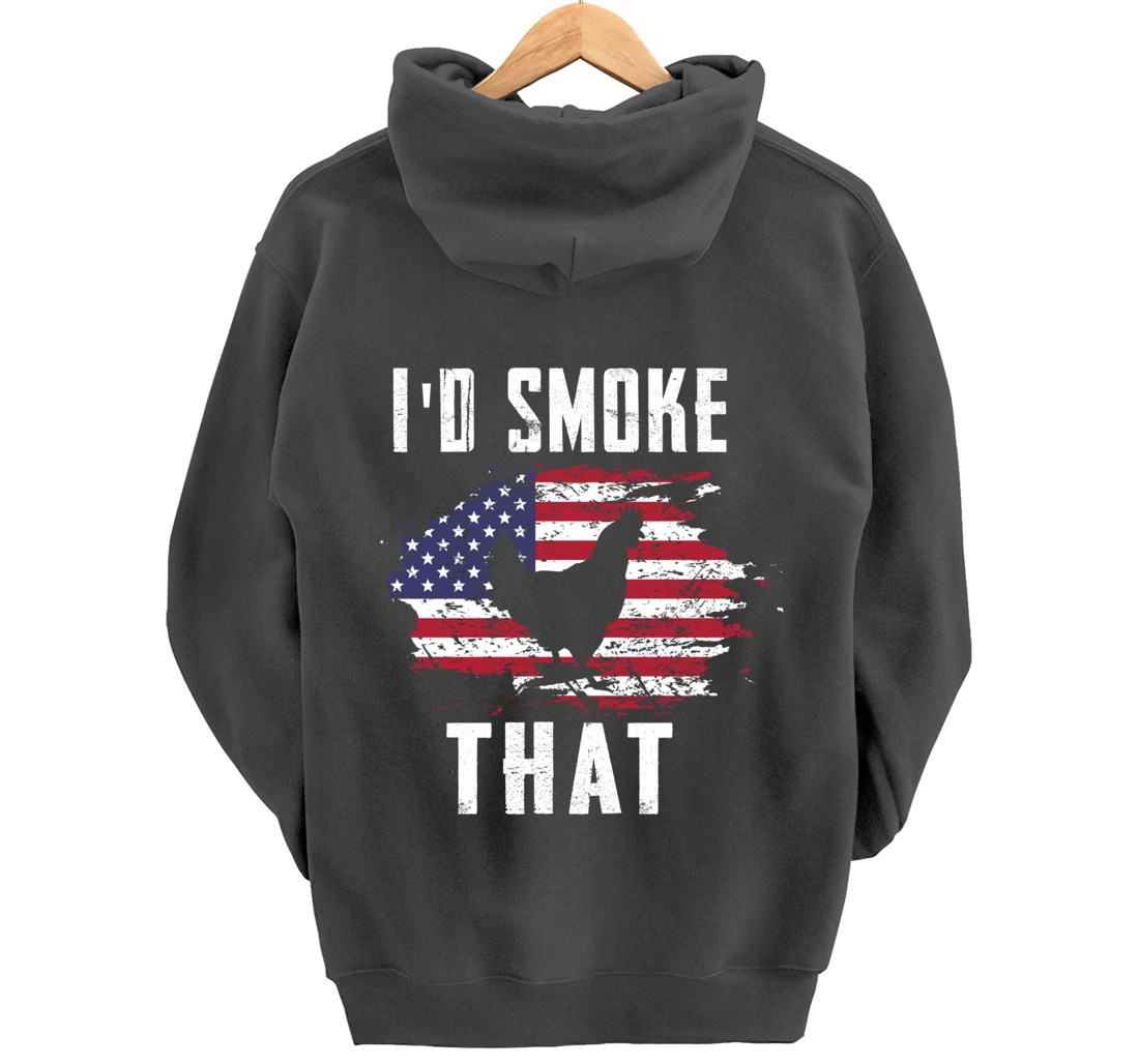 Patriotic Chicken Flag Chicken Graphic Men Meat Smoking BBQ Pullover Hoodie