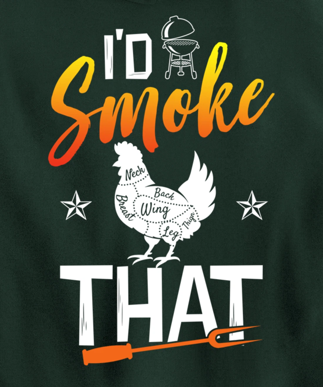 Funny Barbecue Chicken Graphic Women Men Meat Smoking BBQ Pullover Hoodie