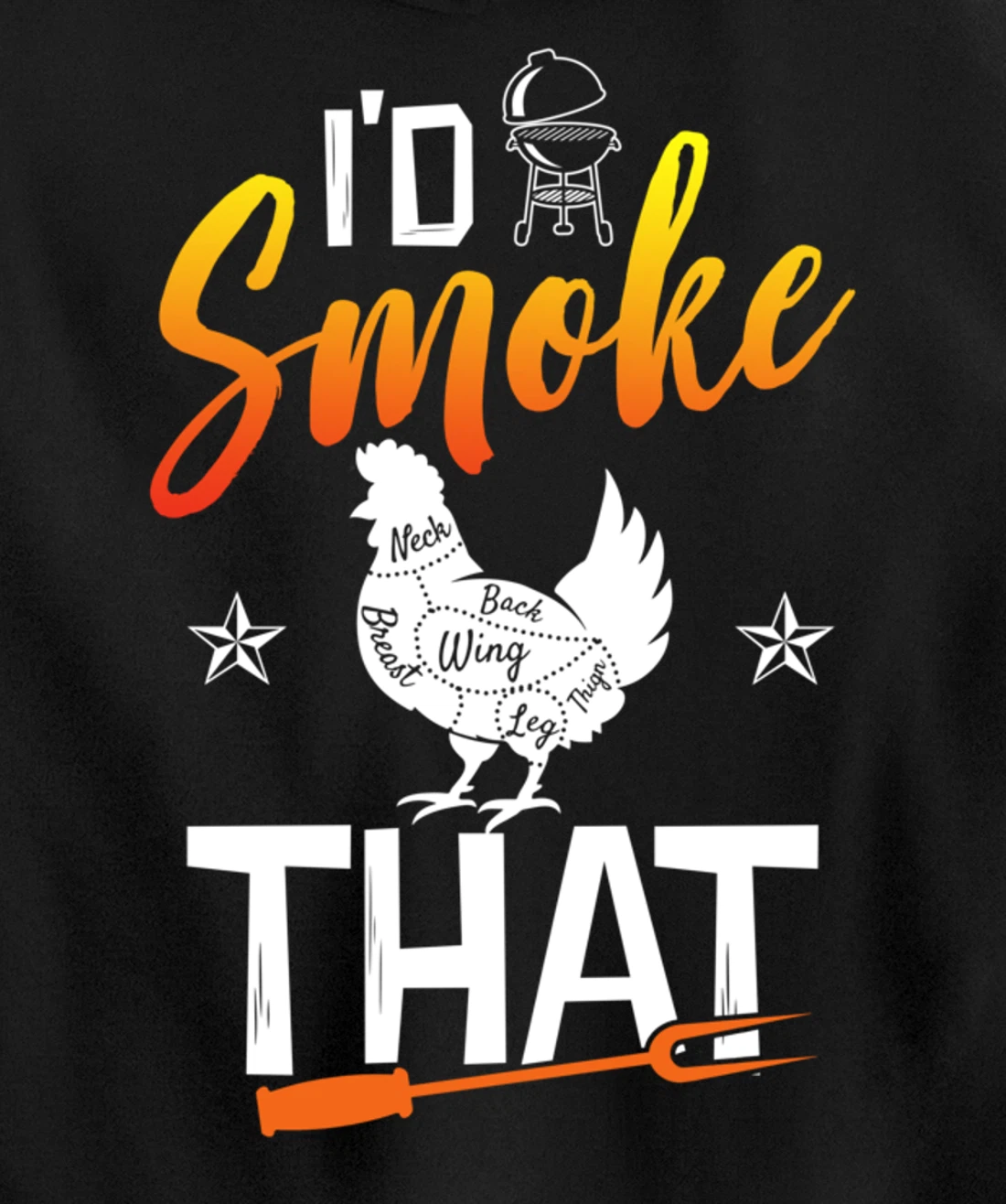 Funny Barbecue Chicken Graphic Women Men Meat Smoking BBQ Pullover Hoodie