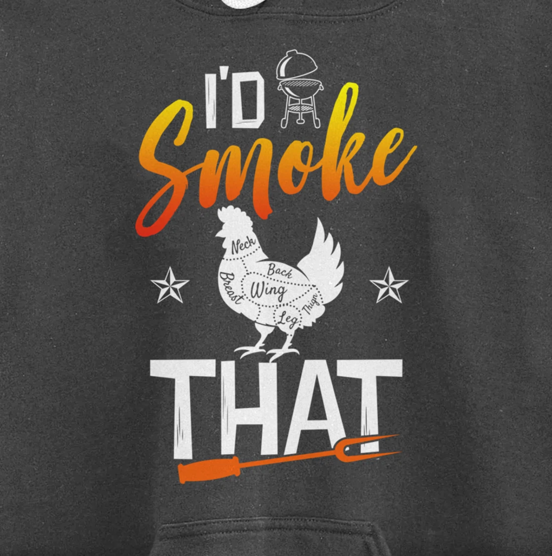 Funny Barbecue Chicken Graphic Women Men Meat Smoking BBQ Pullover Hoodie