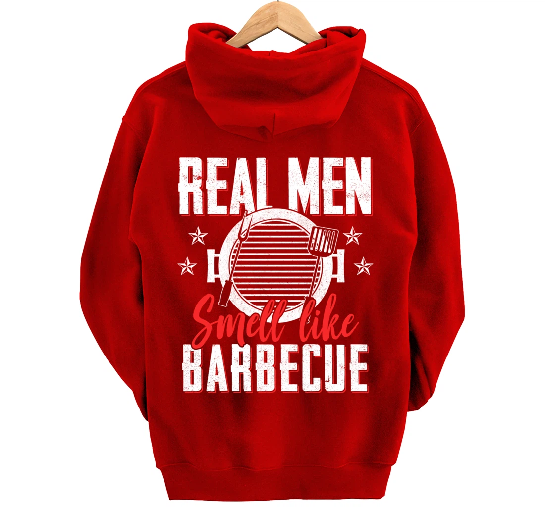 Funny Barbecue Graphic Real Men Meat Smoking BBQ Pullover Hoodie
