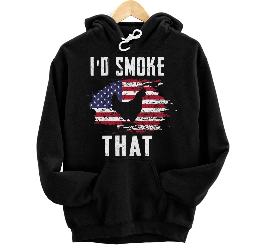 Patriotic Chicken Flag Chicken Graphic Men Meat Smoking BBQ Pullover Hoodie