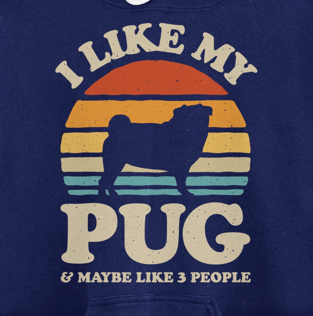 I Like My Pug And Maybe Like 3 People Dog Lover Retro Men Pullover Hoodie