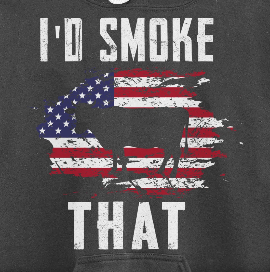 Patriotic American Flag Cow Graphic Men Meat Smoking BBQ Pullover Hoodie