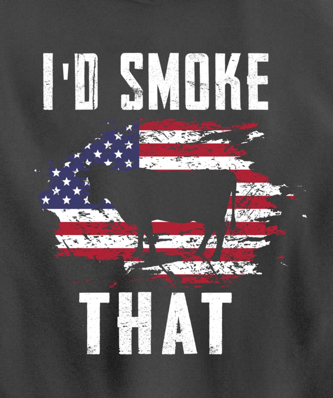 Patriotic American Flag Cow Graphic Men Meat Smoking BBQ Pullover Hoodie