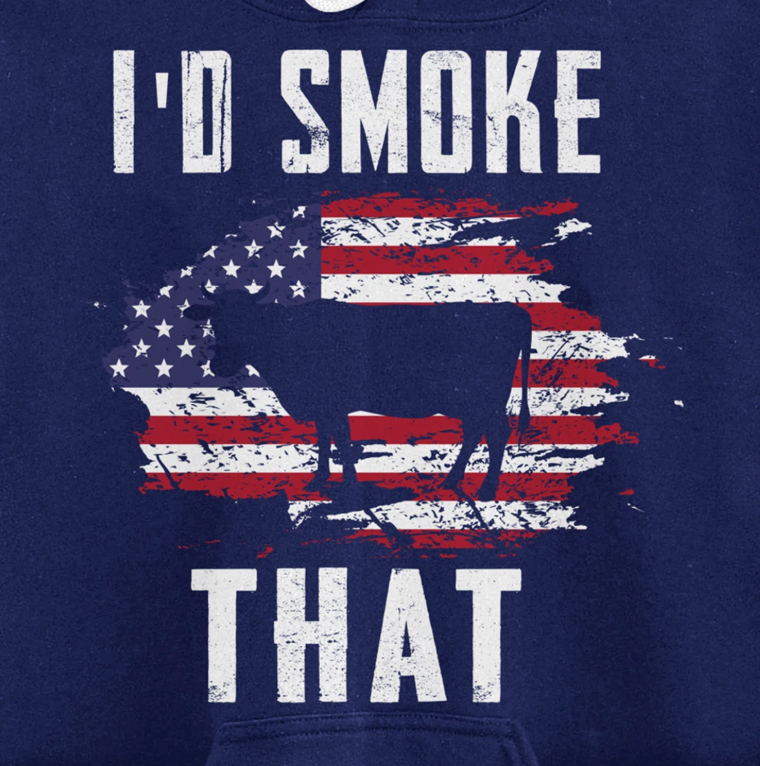 Patriotic American Flag Cow Graphic Men Meat Smoking BBQ Pullover Hoodie