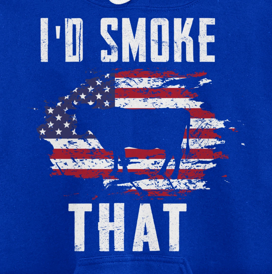 Patriotic American Flag Cow Graphic Men Meat Smoking BBQ Pullover Hoodie