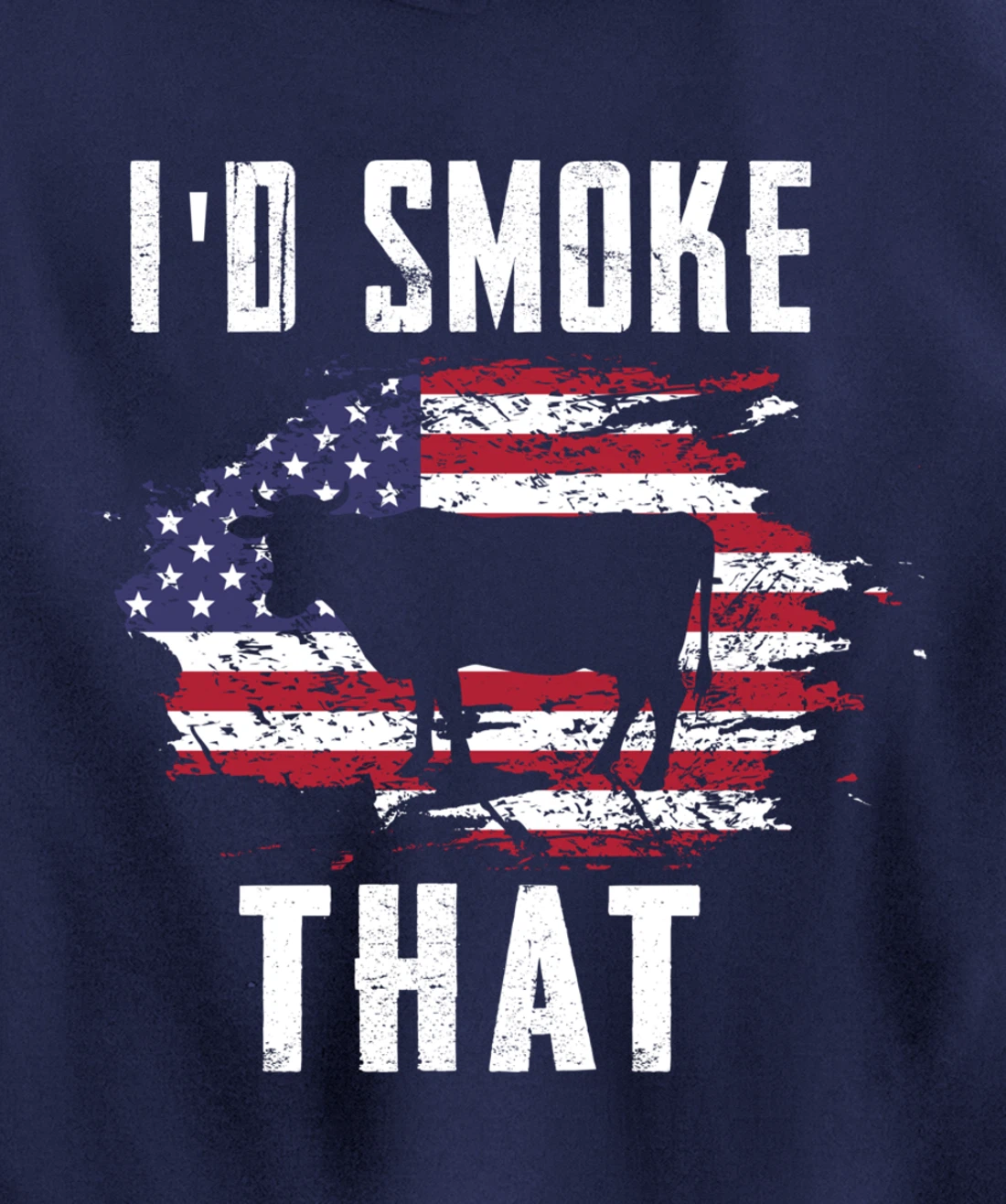 Patriotic American Flag Cow Graphic Men Meat Smoking BBQ Pullover Hoodie