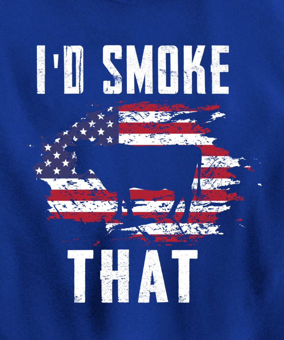 Patriotic American Flag Cow Graphic Men Meat Smoking BBQ Pullover Hoodie