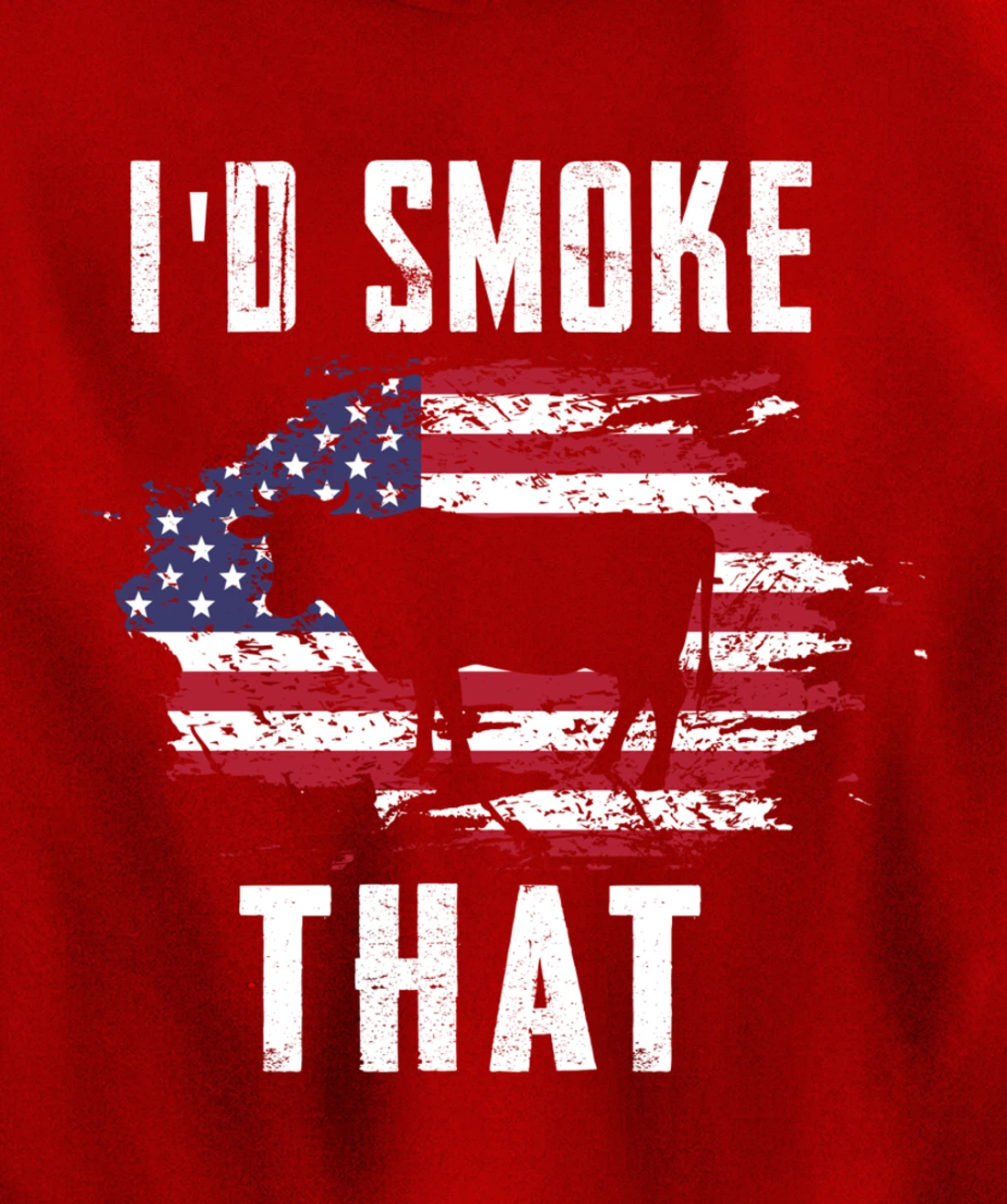 Patriotic American Flag Cow Graphic Men Meat Smoking BBQ Pullover Hoodie