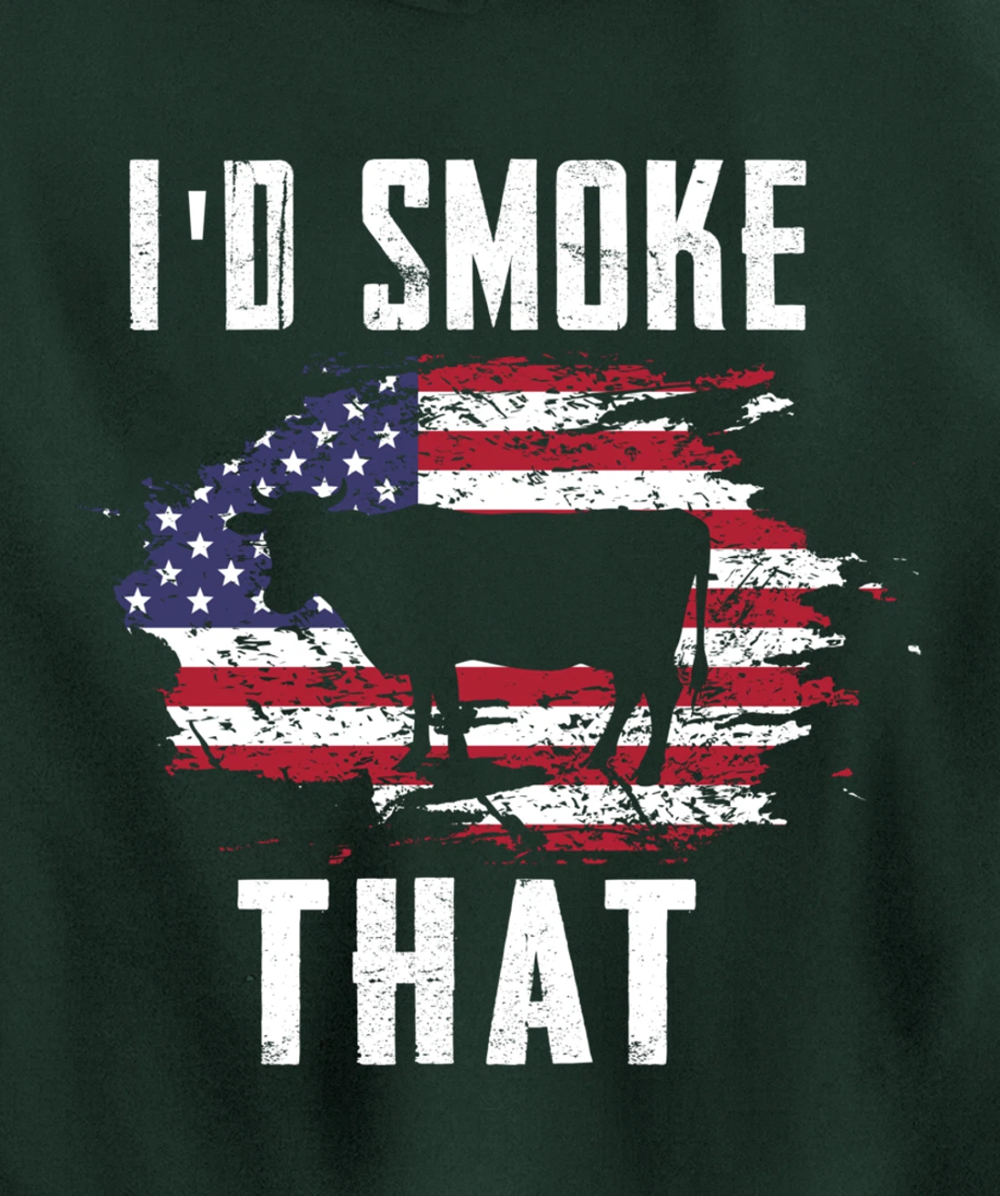 Patriotic American Flag Cow Graphic Men Meat Smoking BBQ Pullover Hoodie