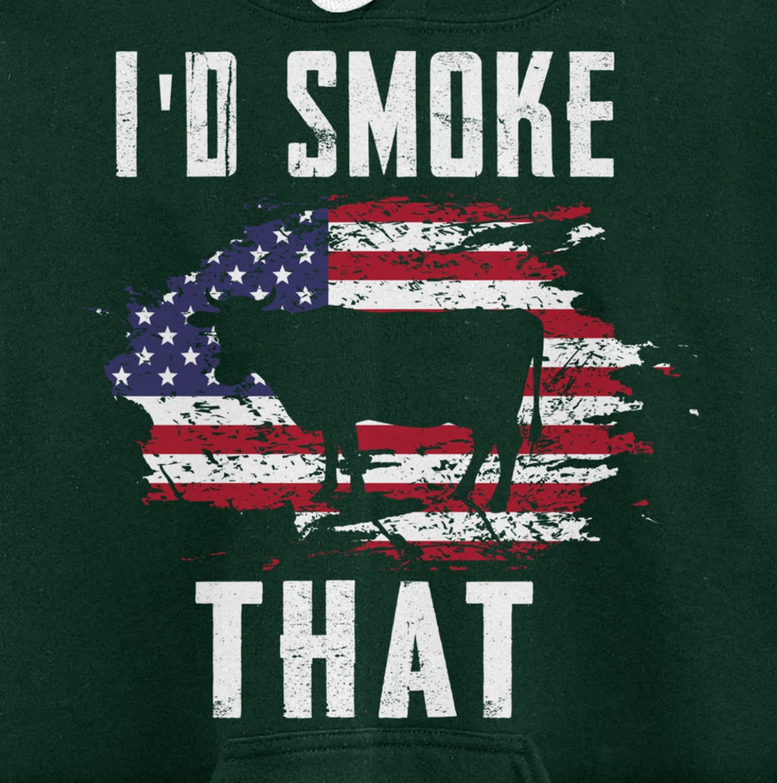 Patriotic American Flag Cow Graphic Men Meat Smoking BBQ Pullover Hoodie