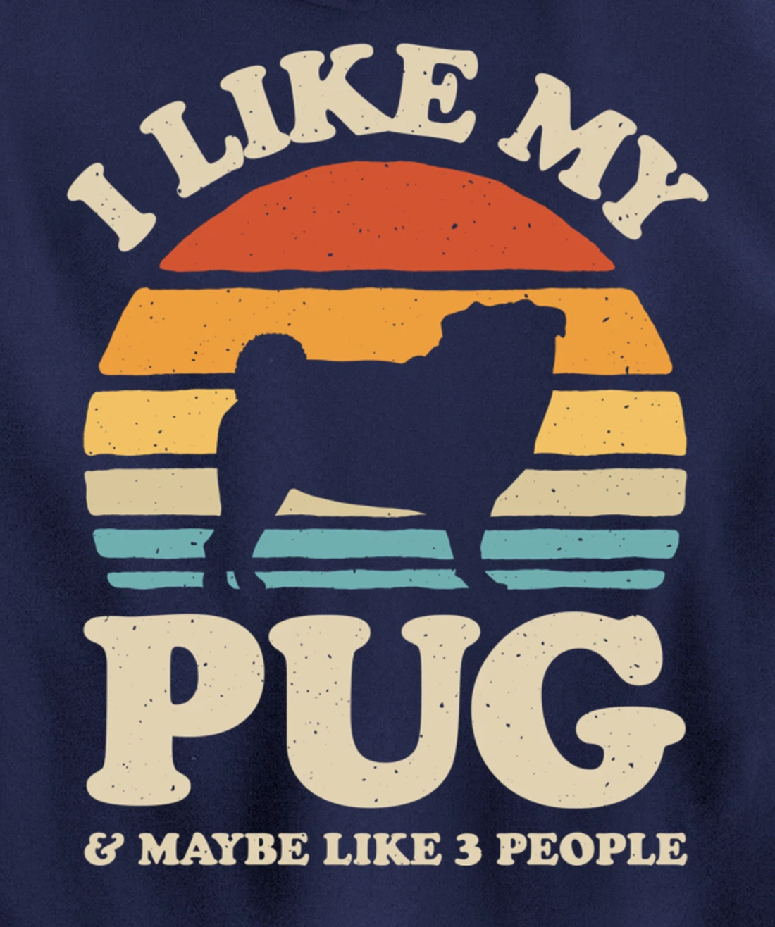 I Like My Pug And Maybe Like 3 People Dog Lover Retro Men Pullover Hoodie