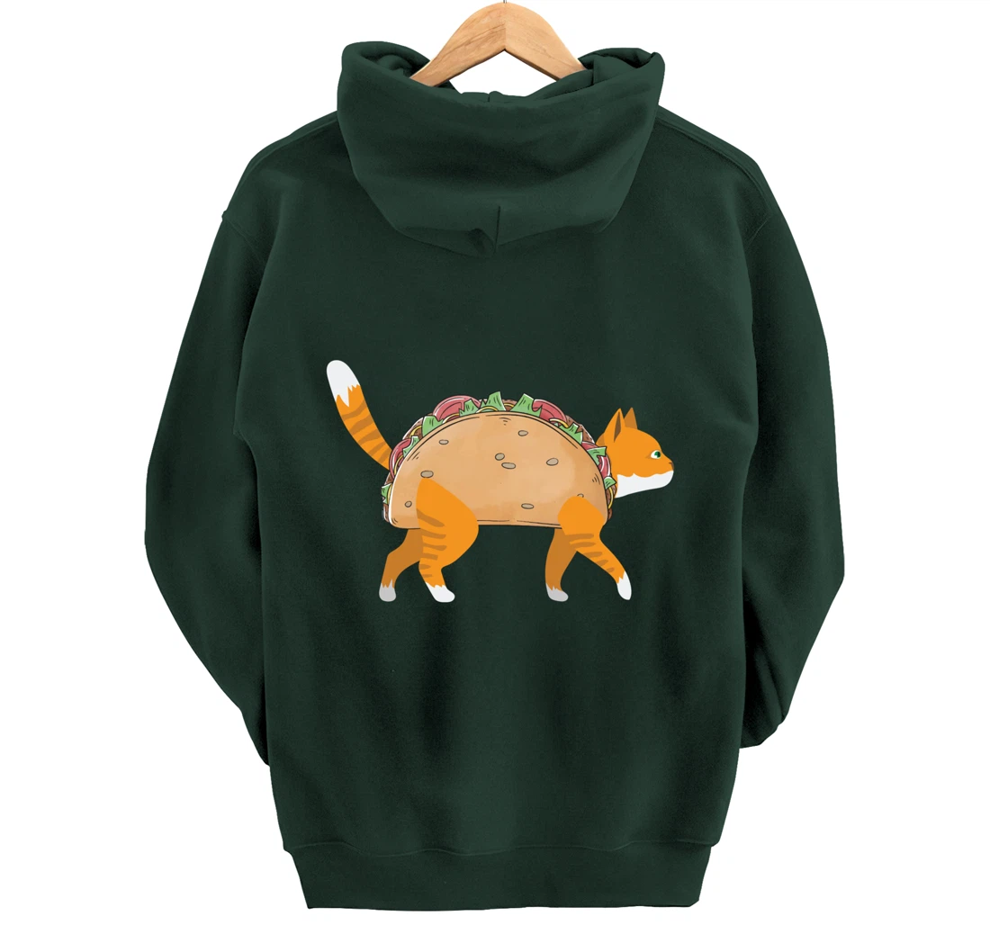 Funny Tacocat Spelled Backwards Mexican Food Tacos Cat Lover Pullover Hoodie