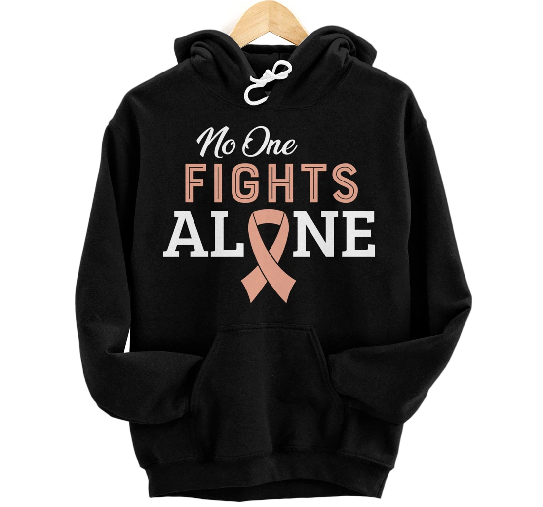 Uterine Cancer Fight Cancer Ribbon Pullover Hoodie