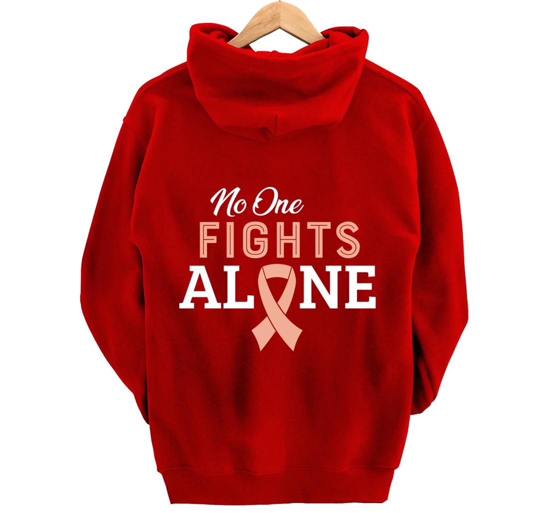 Uterine Cancer Fight Cancer Ribbon Pullover Hoodie