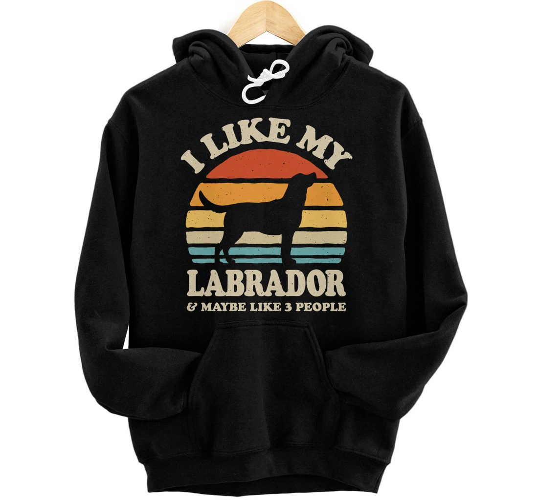I Like My Labrador And Maybe Like 3 People Dog Lover Retro Pullover Hoodie