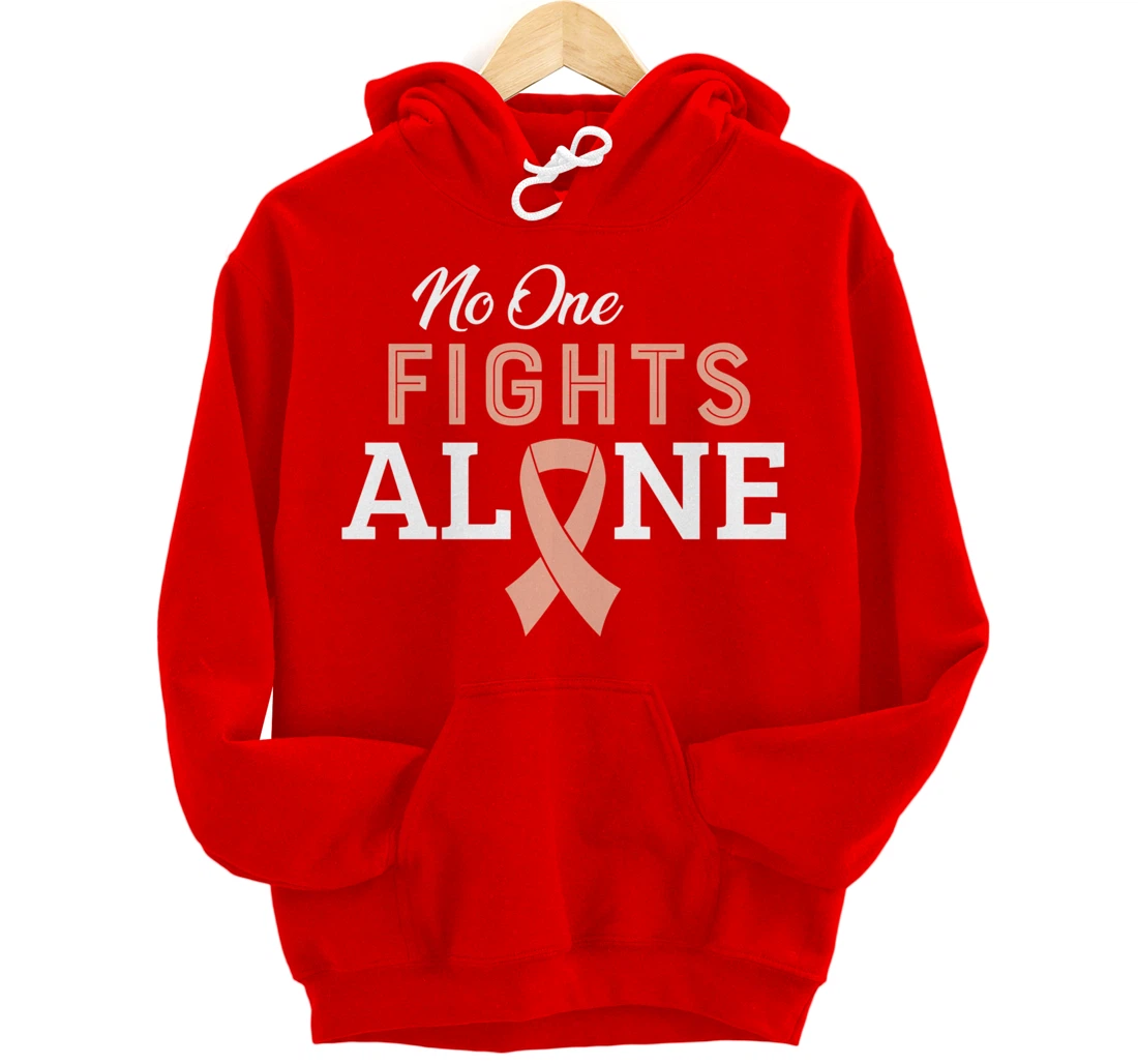 Uterine Cancer Fight Cancer Ribbon Pullover Hoodie