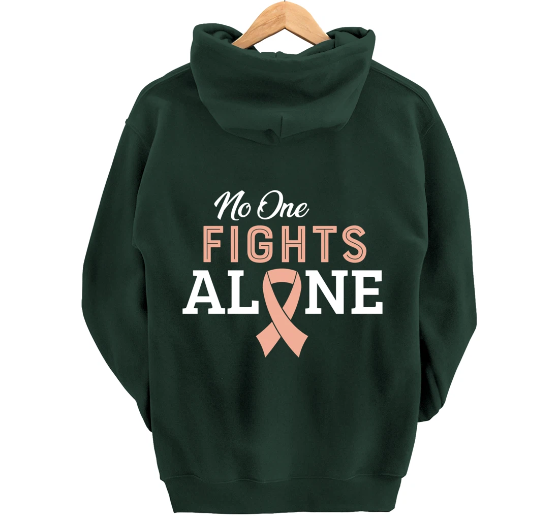 Uterine Cancer Fight Cancer Ribbon Pullover Hoodie
