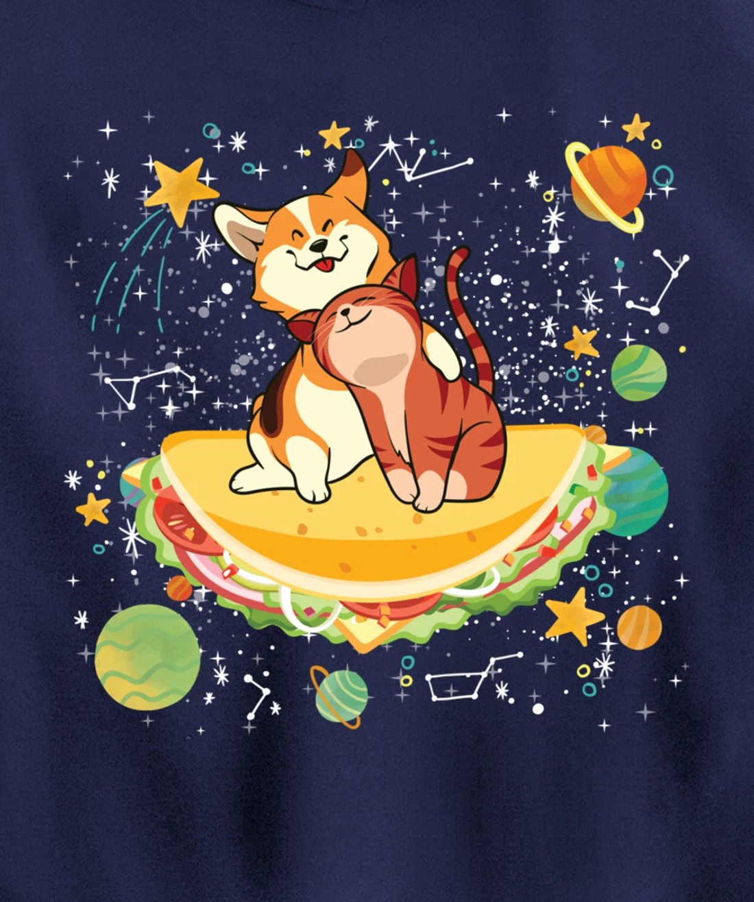 Cute Cats Mexican Food Tacocat Science Galaxy Pullover Hoodie