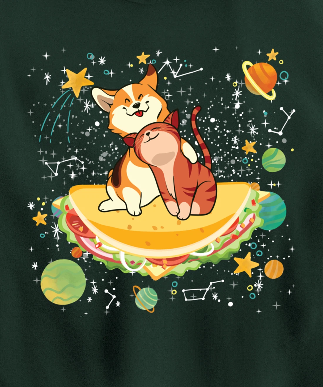 Cute Cats Mexican Food Tacocat Science Galaxy Pullover Hoodie