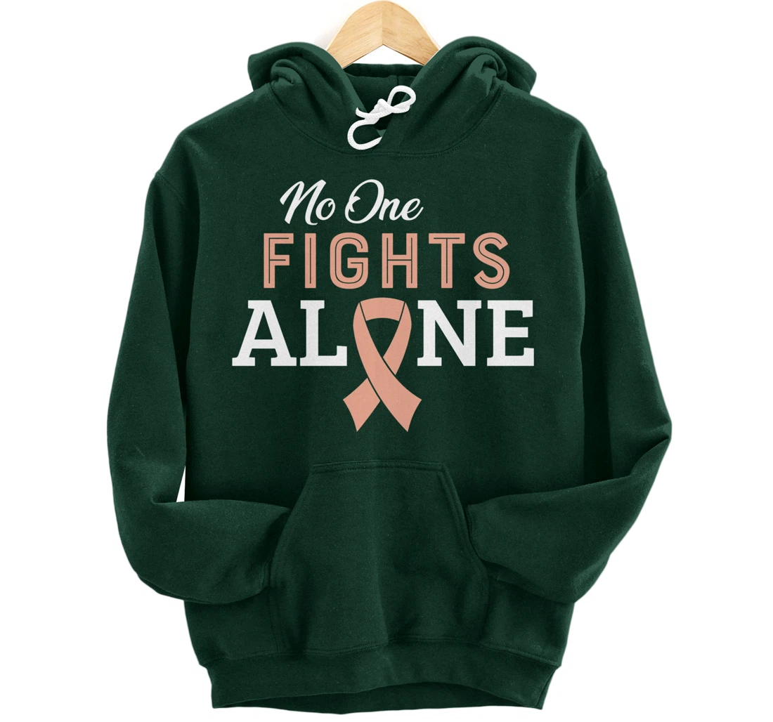 Uterine Cancer Fight Cancer Ribbon Pullover Hoodie