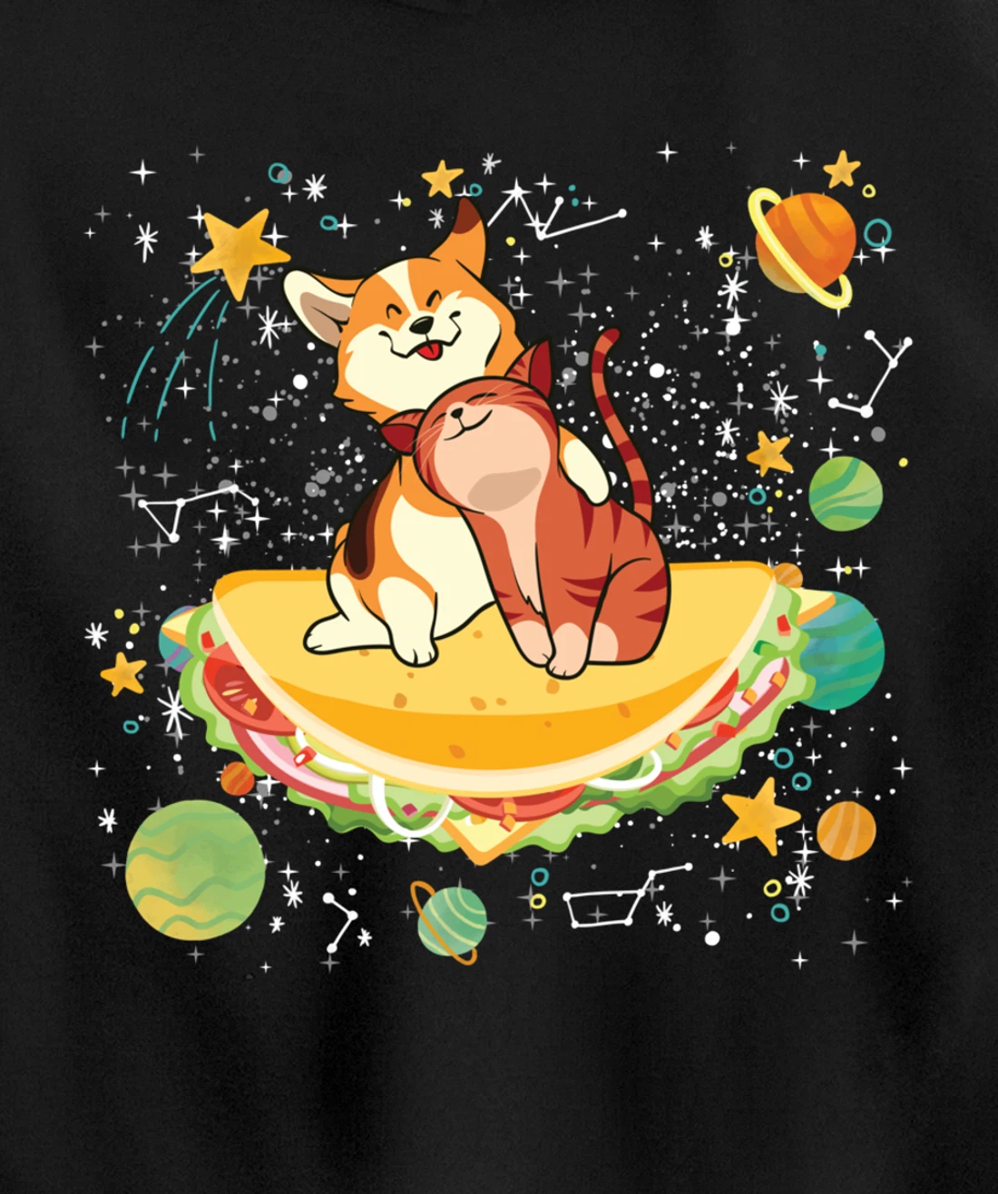Cute Cats Mexican Food Tacocat Science Galaxy Pullover Hoodie
