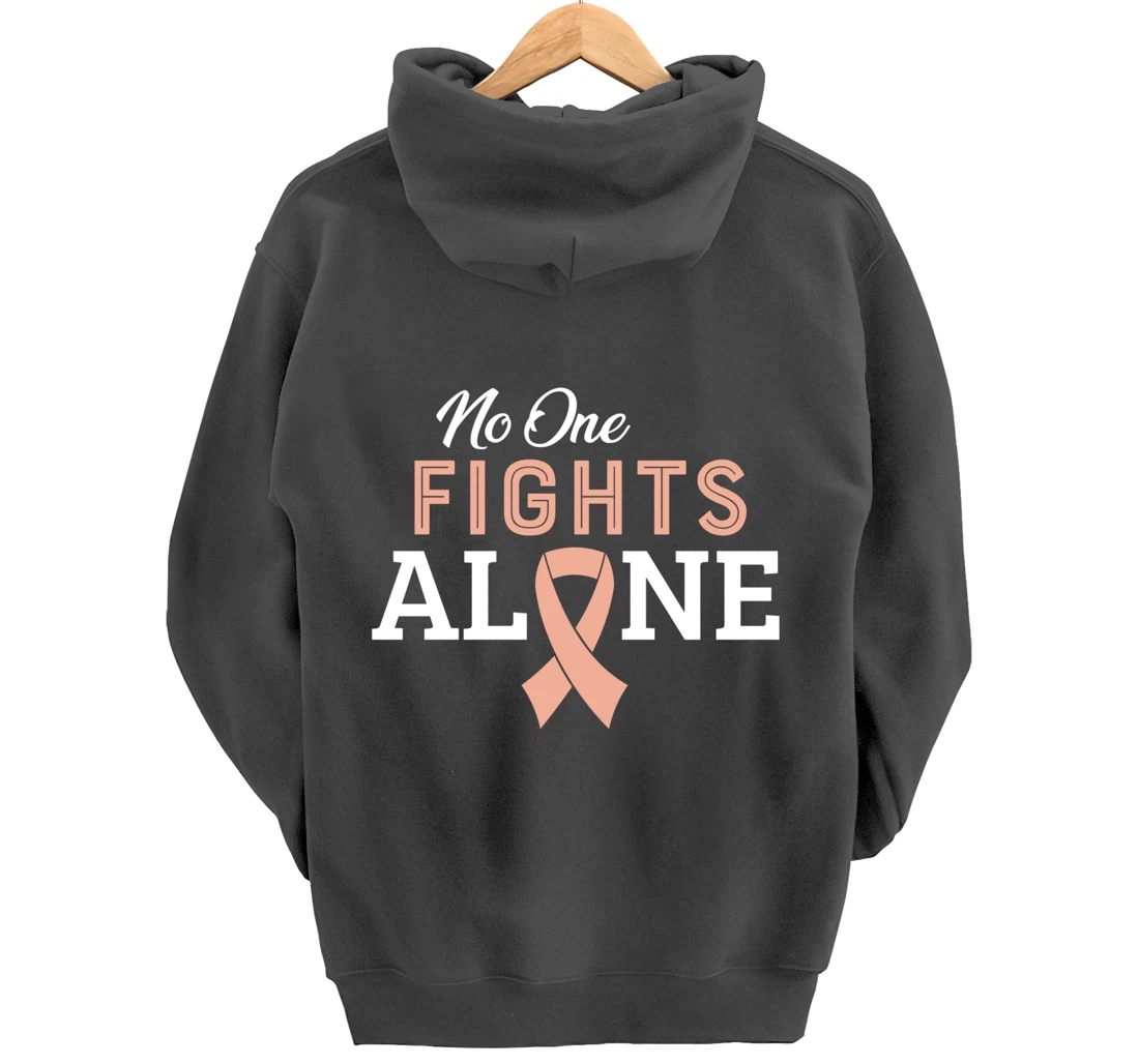 Uterine Cancer Fight Cancer Ribbon Pullover Hoodie