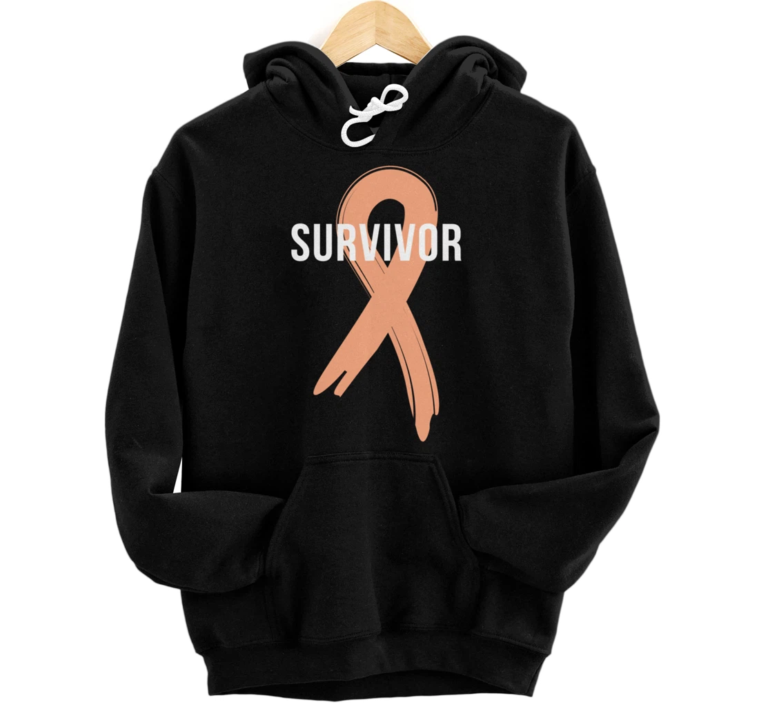 Uterine Cancer Fight Cancer Ribbon Pullover Hoodie