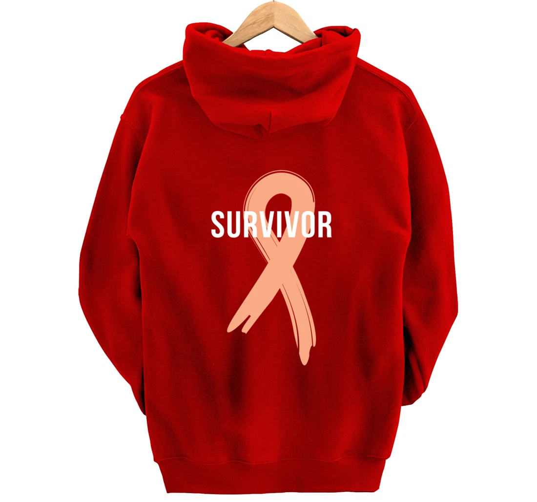 Uterine Cancer Fight Cancer Ribbon Pullover Hoodie