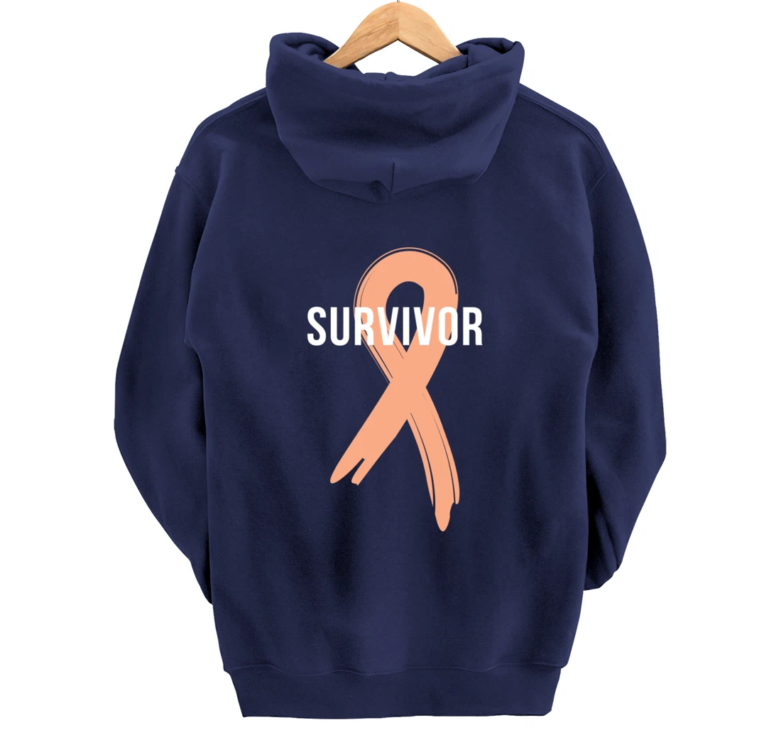 Uterine Cancer Fight Cancer Ribbon Pullover Hoodie