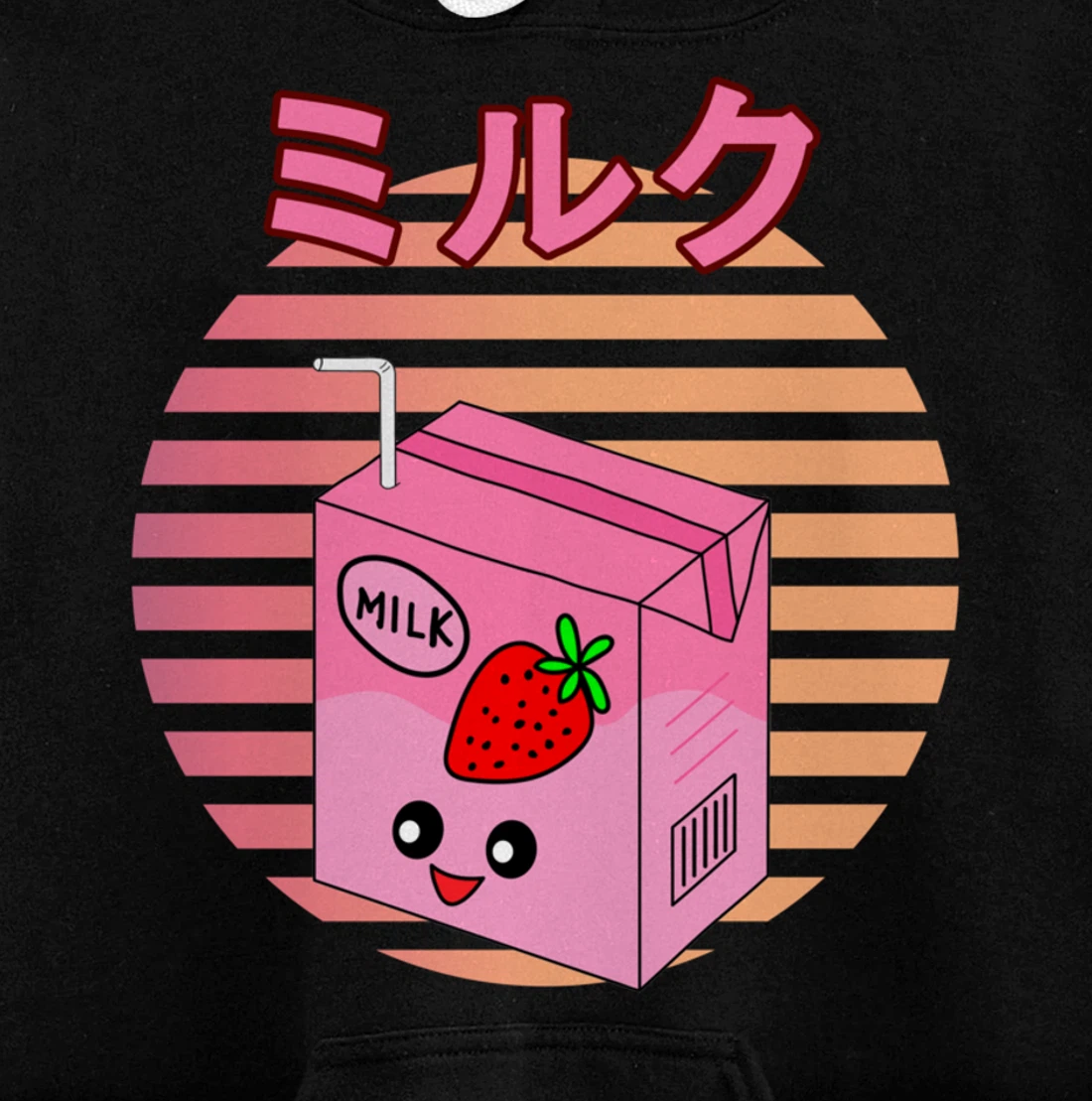 Funny Retro 90s Japanese Kawaii Strawberry Milk Shake Carton Pullover Hoodie