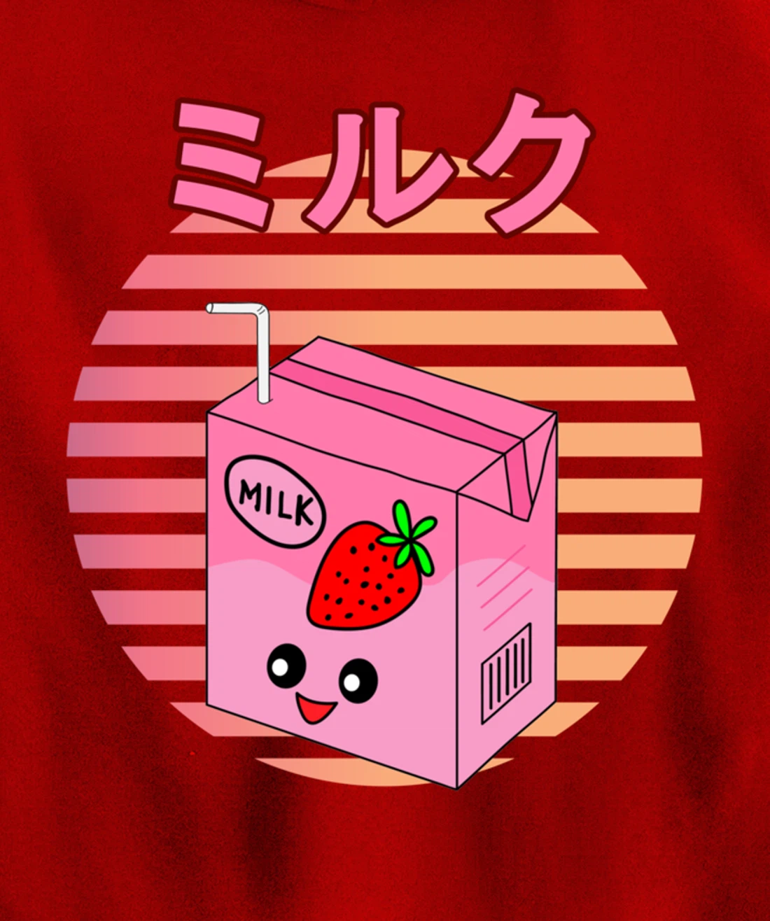 Funny Retro 90s Japanese Kawaii Strawberry Milk Shake Carton Pullover Hoodie