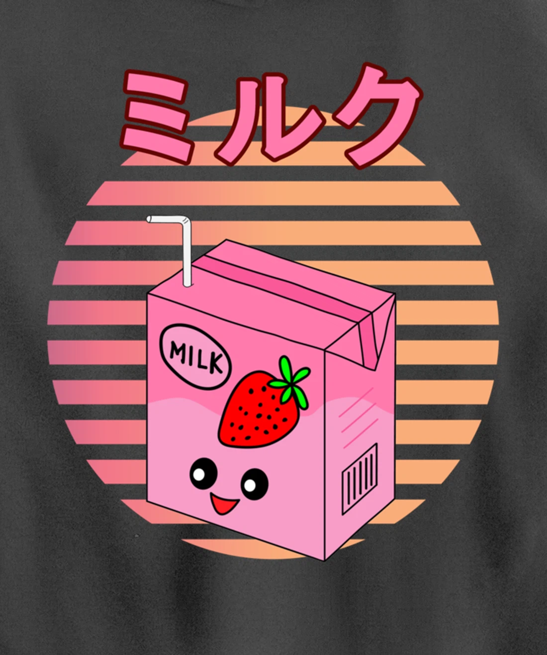 Funny Retro 90s Japanese Kawaii Strawberry Milk Shake Carton Pullover Hoodie