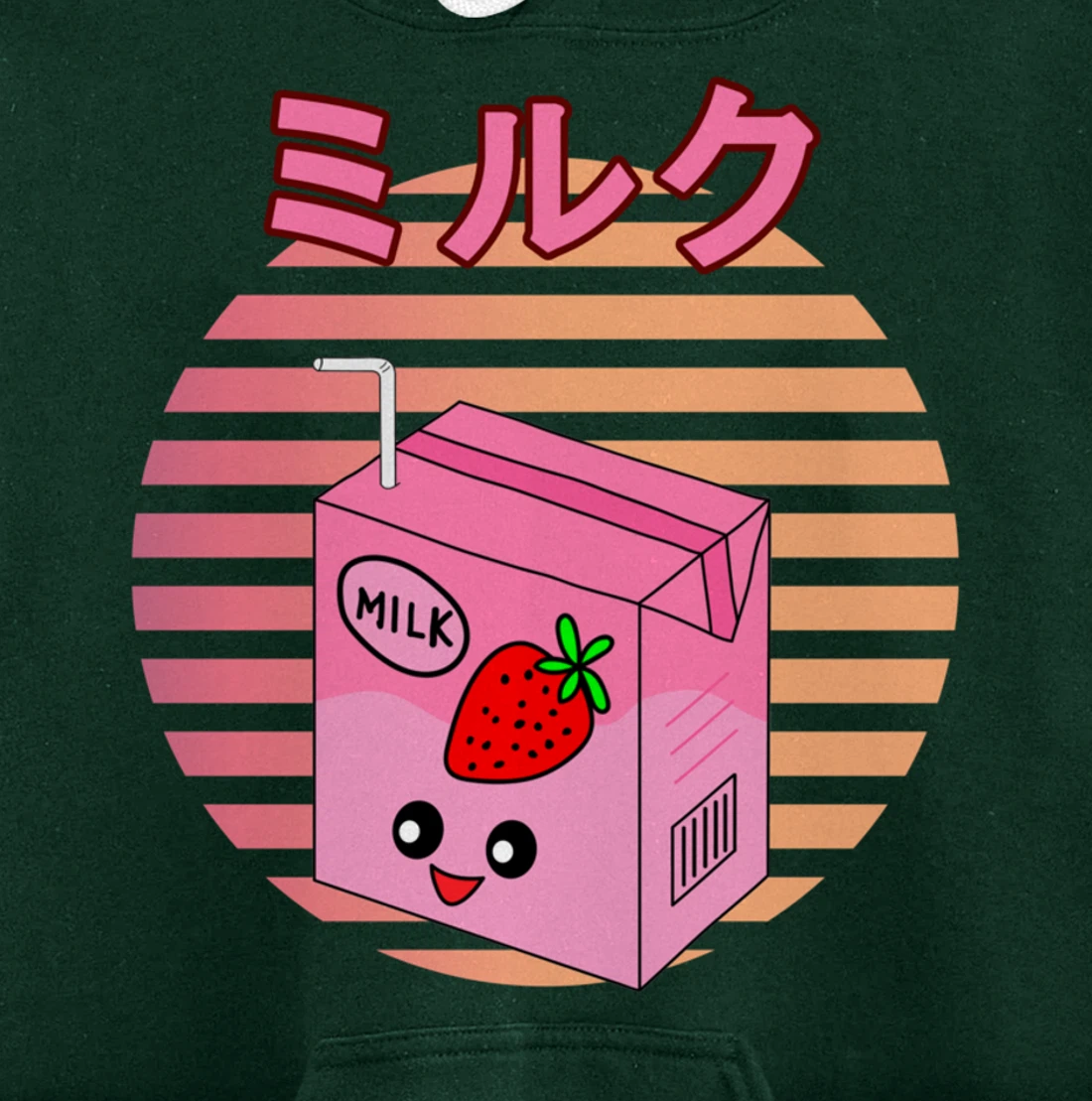 Funny Retro 90s Japanese Kawaii Strawberry Milk Shake Carton Pullover Hoodie