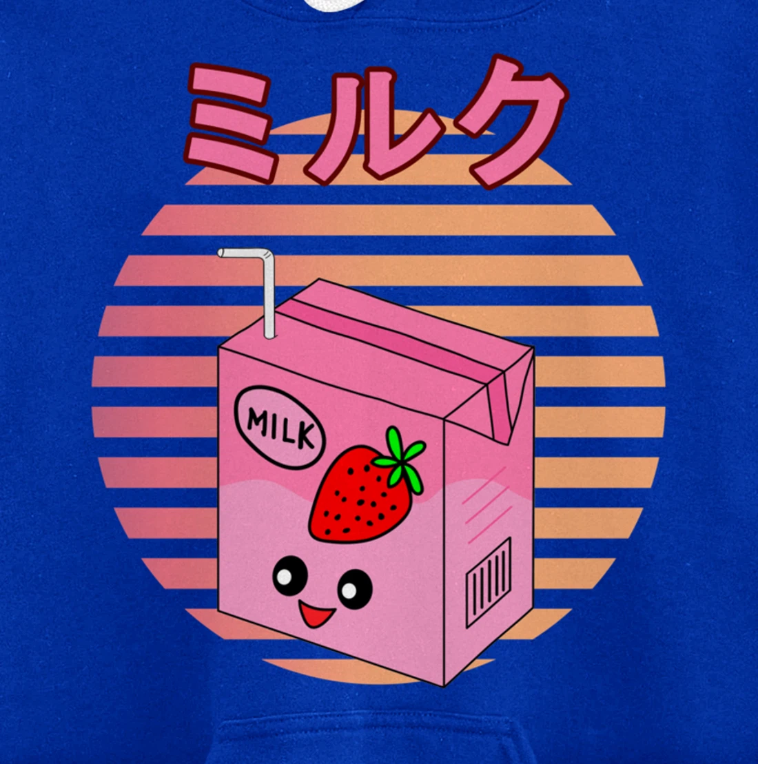 Funny Retro 90s Japanese Kawaii Strawberry Milk Shake Carton Pullover Hoodie