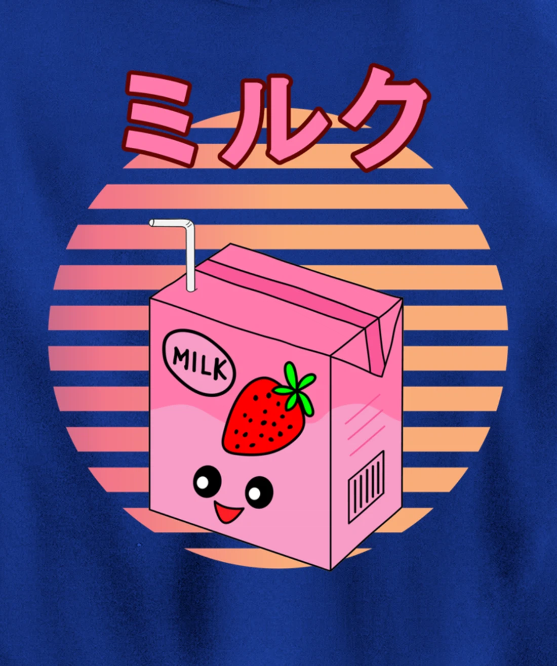 Funny Retro 90s Japanese Kawaii Strawberry Milk Shake Carton Pullover Hoodie