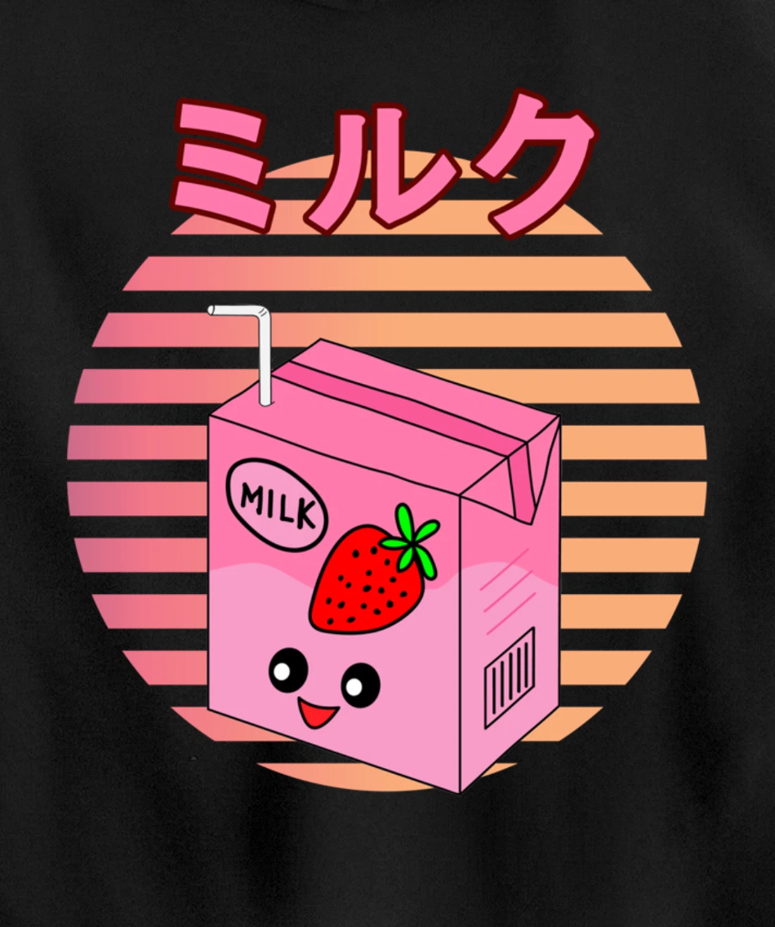 Funny Retro 90s Japanese Kawaii Strawberry Milk Shake Carton Pullover Hoodie