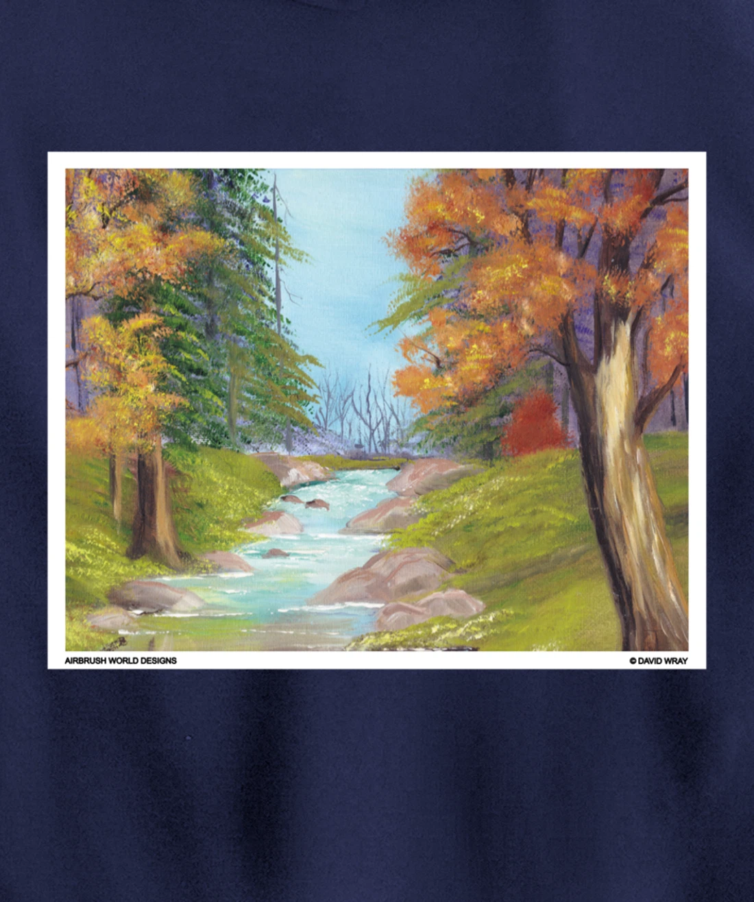 River Through The Trees Nature Landscape Autumn Painting Pullover Hoodie